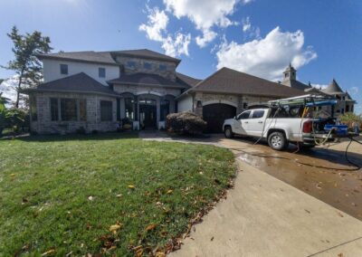 ClearView Windows work truck parked at residential cleaning job