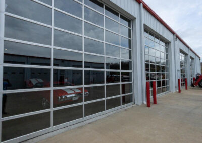 Commercial glass building exterior cleaned by ClearView Windows